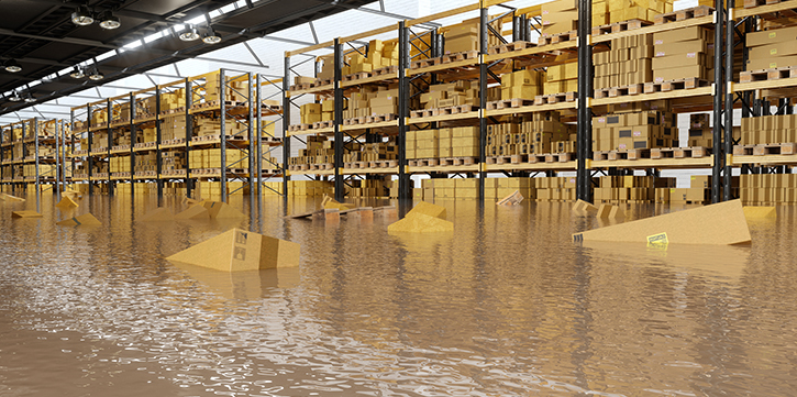 A flooded commercial property.