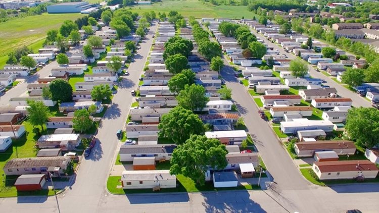A manufactured home park on a beautiful, sunny day
